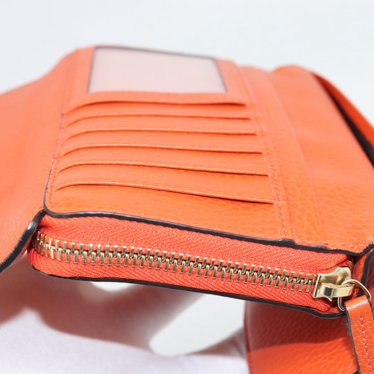 GUCCI Long Wallet Leather Outlet Orange 449397 Auth 196071A