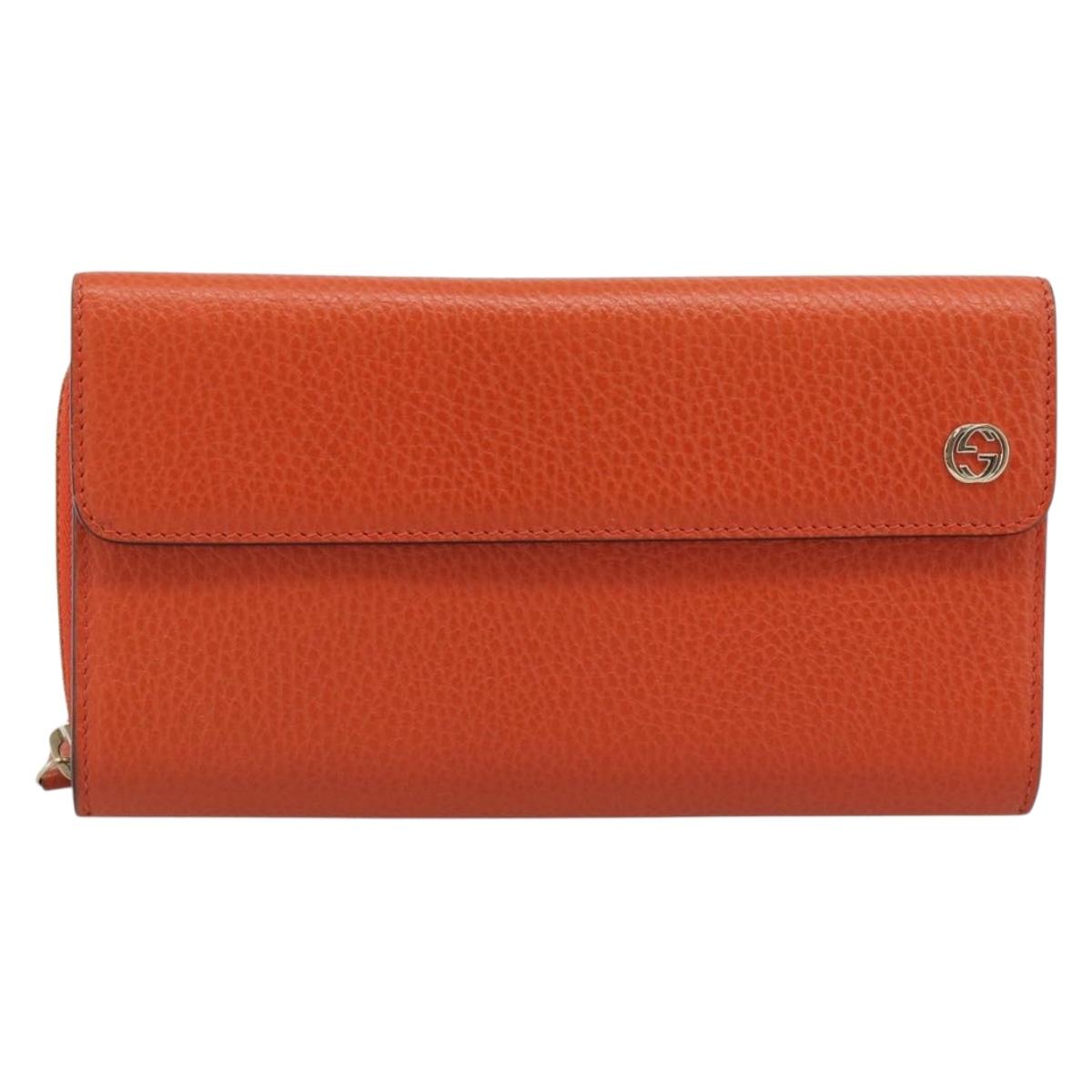 GUCCI Long Wallet Leather Outlet Orange 449397 Auth 196071A