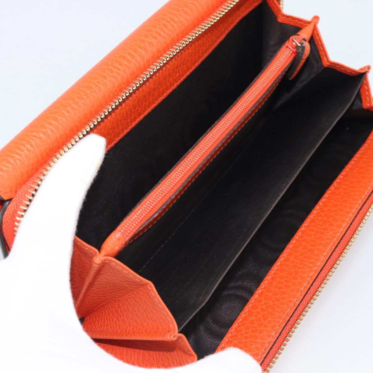 GUCCI Long Wallet Leather Outlet Orange 449397 Auth 196071A