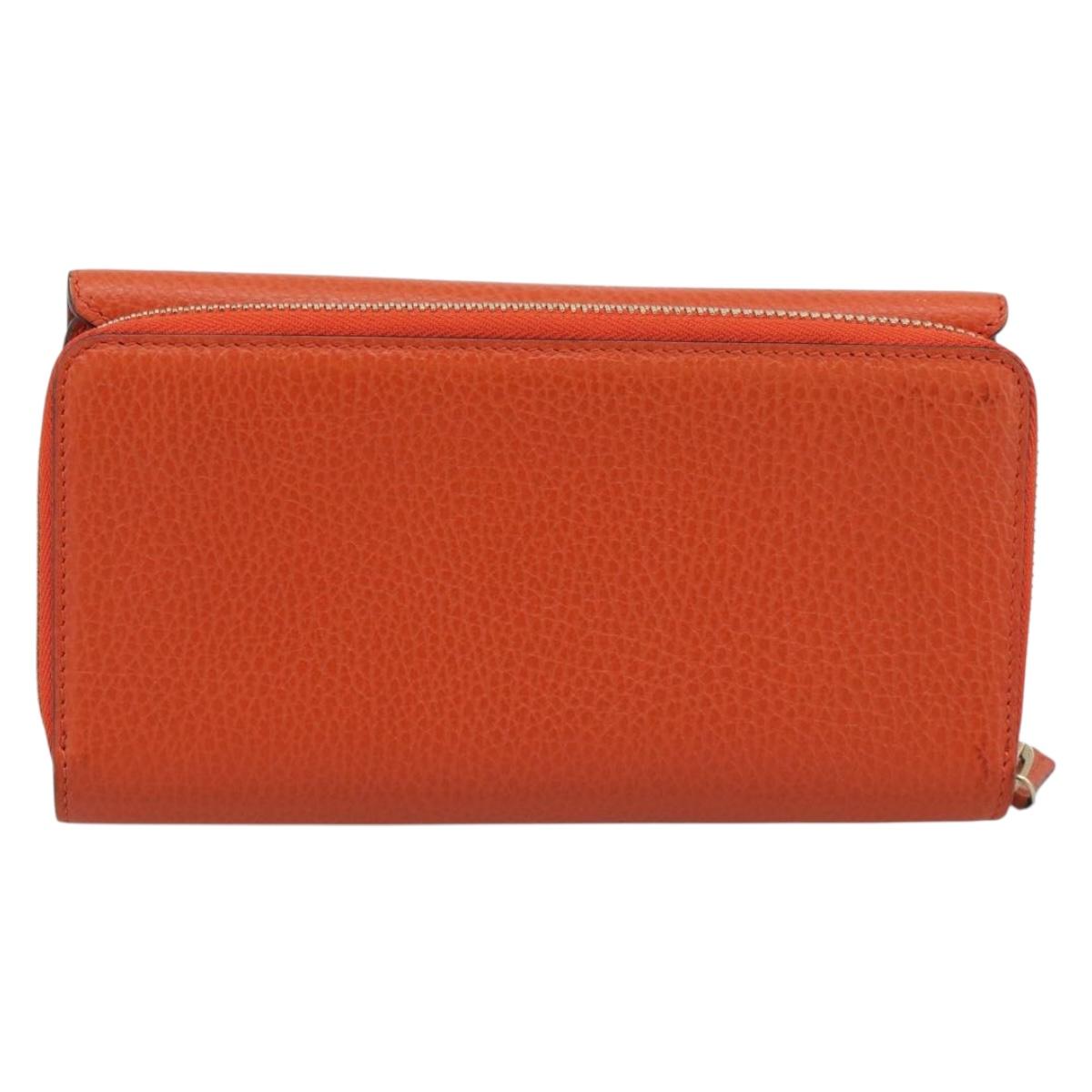 GUCCI Long Wallet Leather Outlet Orange 449397 Auth 196071A