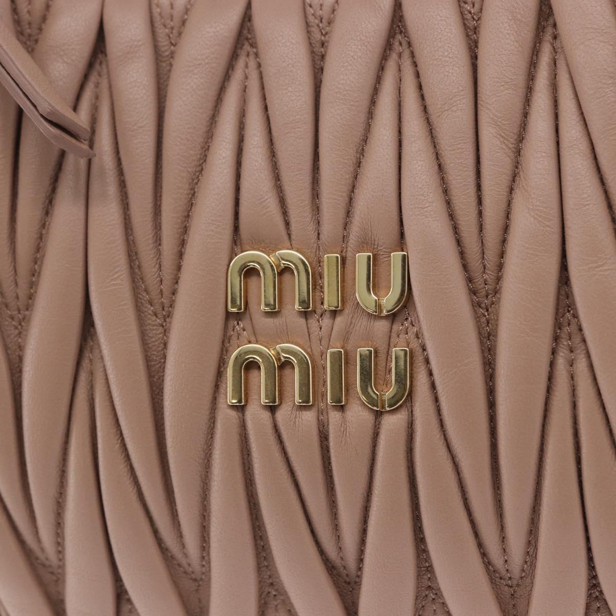 Miu Miu Matelasse Wonder Shoulder Bag Lamb Skin Pink Gold Auth 196075SAM