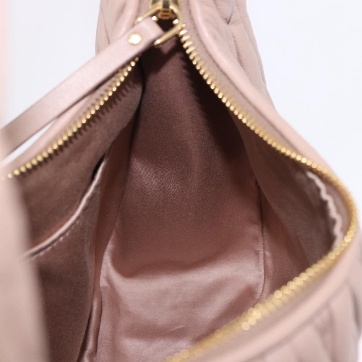 Miu Miu Matelasse Wonder Shoulder Bag Lamb Skin Pink Gold Auth 196075SAM