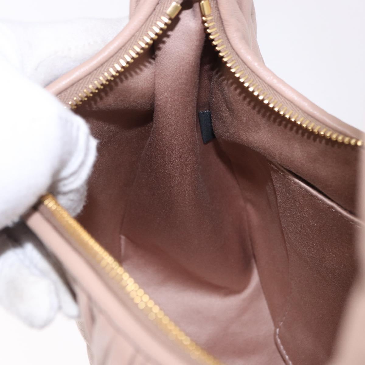 Miu Miu Matelasse Wonder Shoulder Bag Lamb Skin Pink Gold Auth 196075SAM