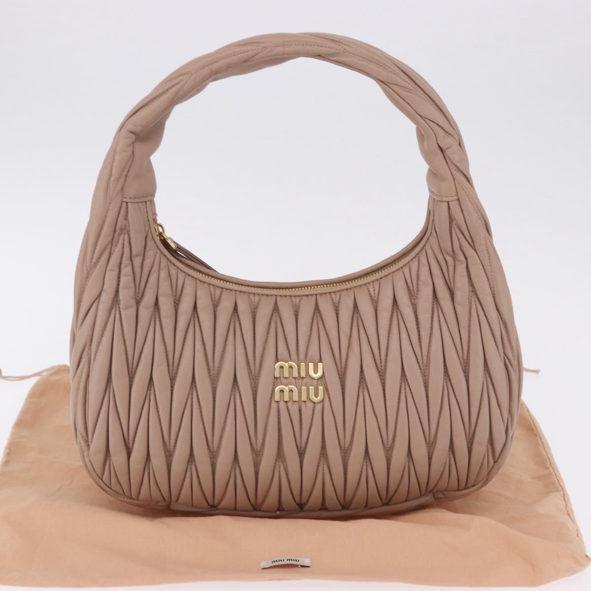 Miu Miu Matelasse Wonder Shoulder Bag Lamb Skin Pink Gold Auth 196075SAM