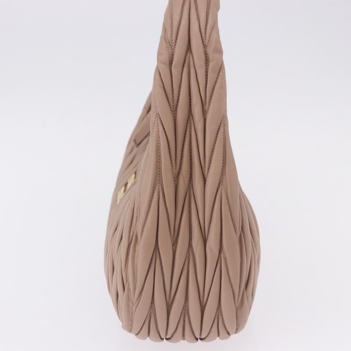 Miu Miu Matelasse Wonder Shoulder Bag Lamb Skin Pink Gold Auth 196075SAM