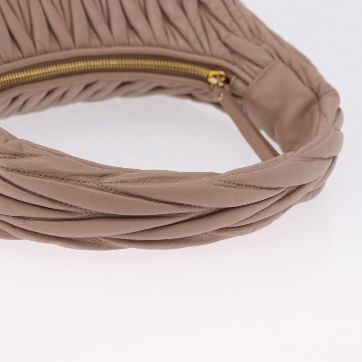 Miu Miu Matelasse Wonder Shoulder Bag Lamb Skin Pink Gold Auth 196075SAM