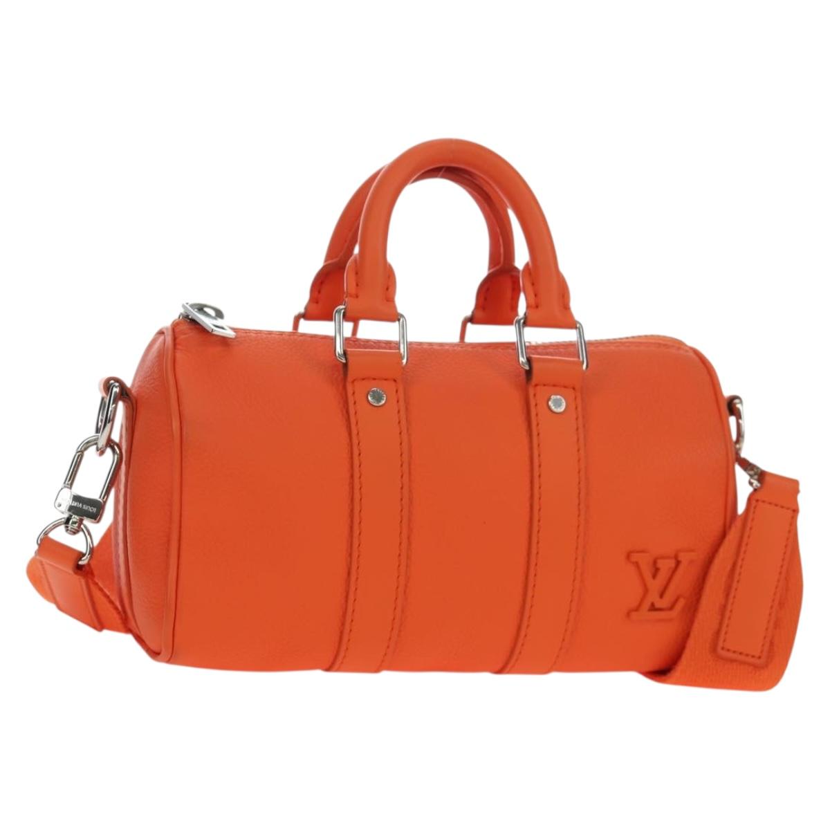 LOUIS VUITTON Keepall XS Shoulder Bag Leather Orange M81004 LV Auth 196076M