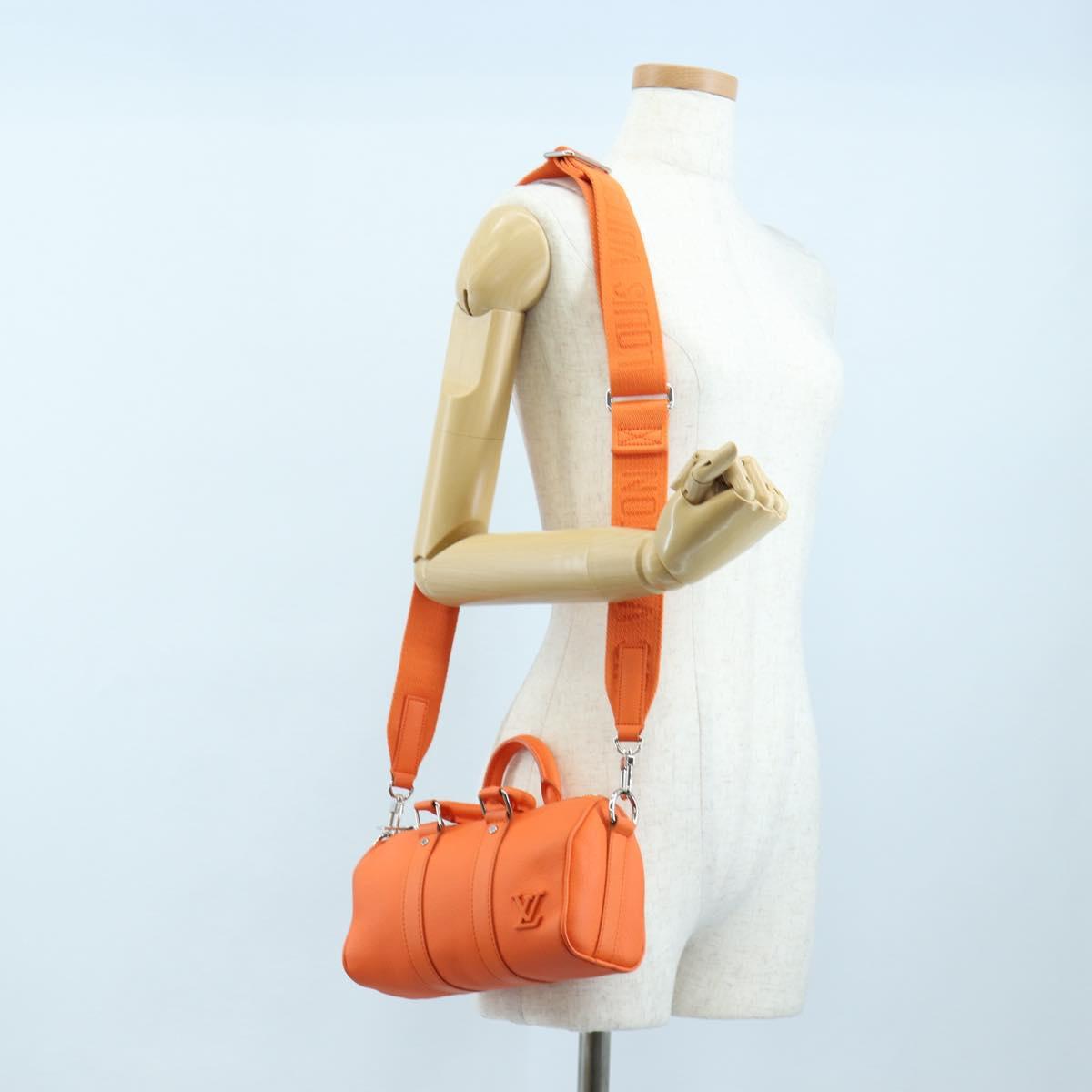 LOUIS VUITTON Keepall XS Shoulder Bag Leather Orange M81004 LV Auth 196076M