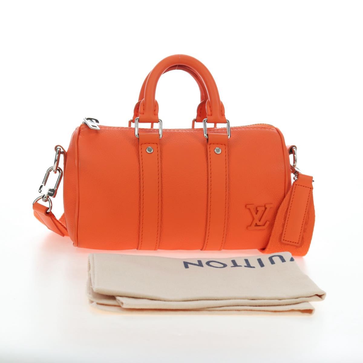 LOUIS VUITTON Keepall XS Shoulder Bag Leather Orange M81004 LV Auth 196076M