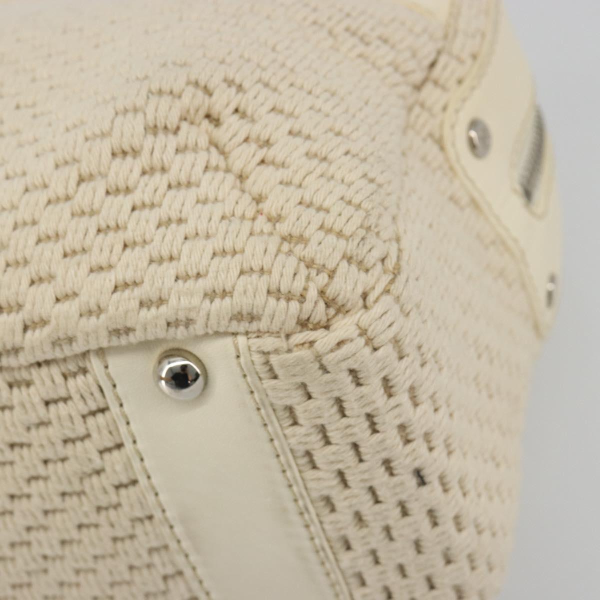 CHANEL Hand Bag Canvas Beige Silver CC Auth 196080