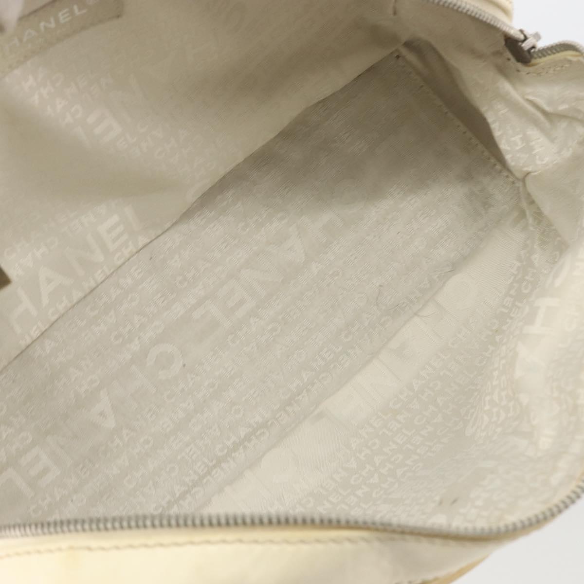CHANEL Hand Bag Canvas Beige Silver CC Auth 196080