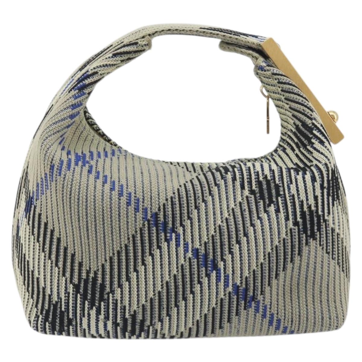 BURBERRY Mini Peg Duffel Bag Hand Bag Cotton Light Blue Gold Tone Auth 196081A