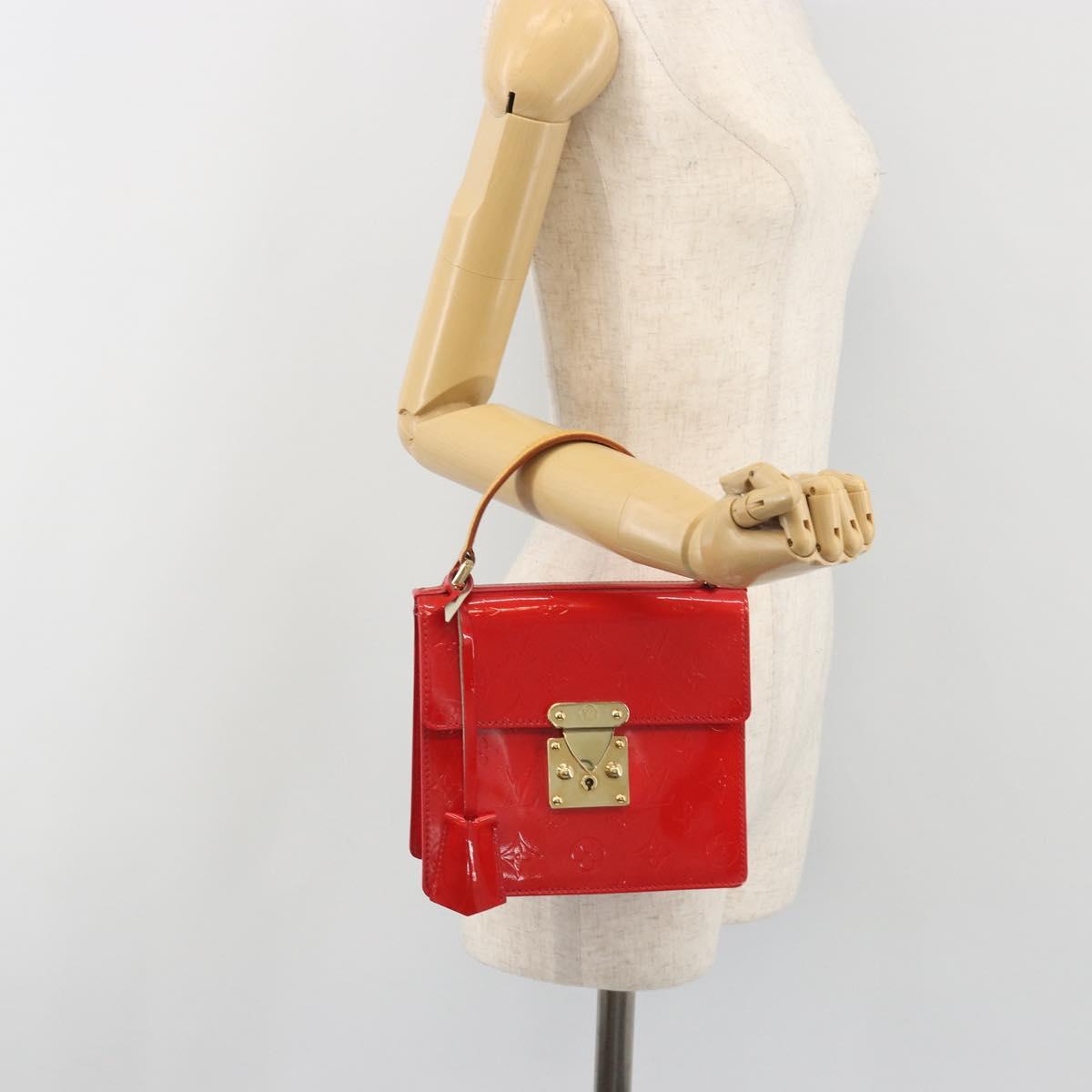 LOUIS VUITTON Monogram Vernis Spring Street Hand Bag Rouge M91135 LV Auth 196083