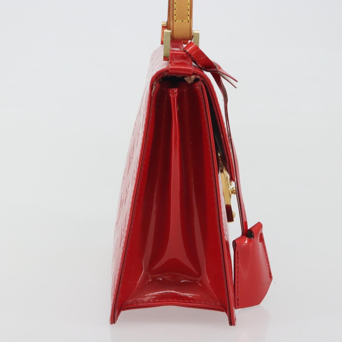 LOUIS VUITTON Monogram Vernis Spring Street Hand Bag Rouge M91135 LV Auth 196083