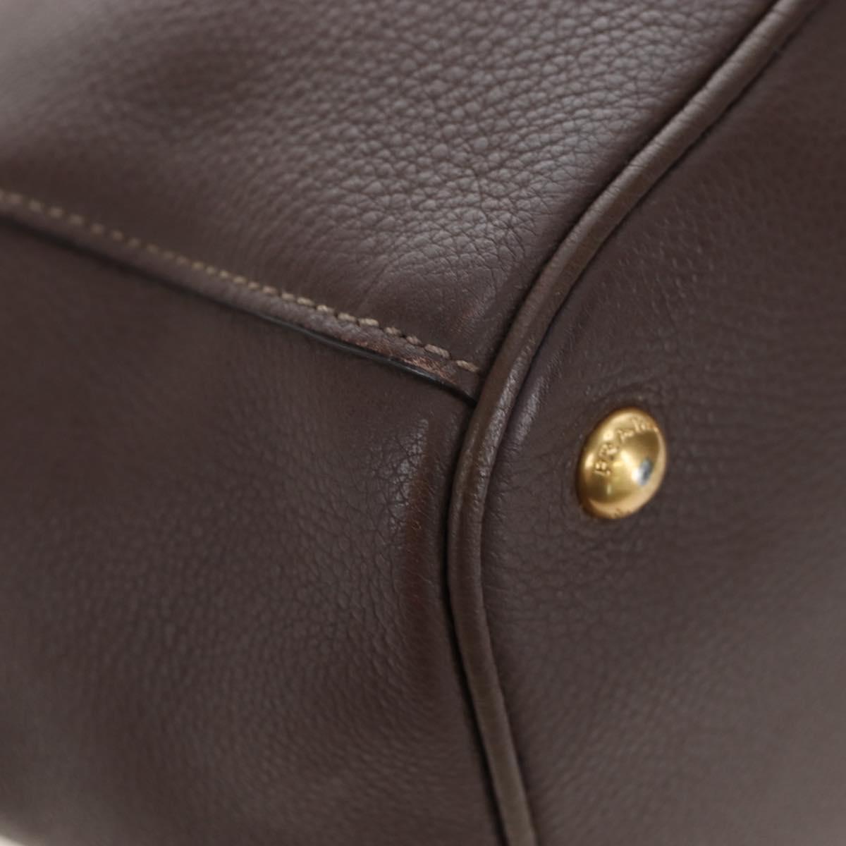 PRADA Hand Bag Vittero Dino Leather 2way Brown Gold Auth 196084V