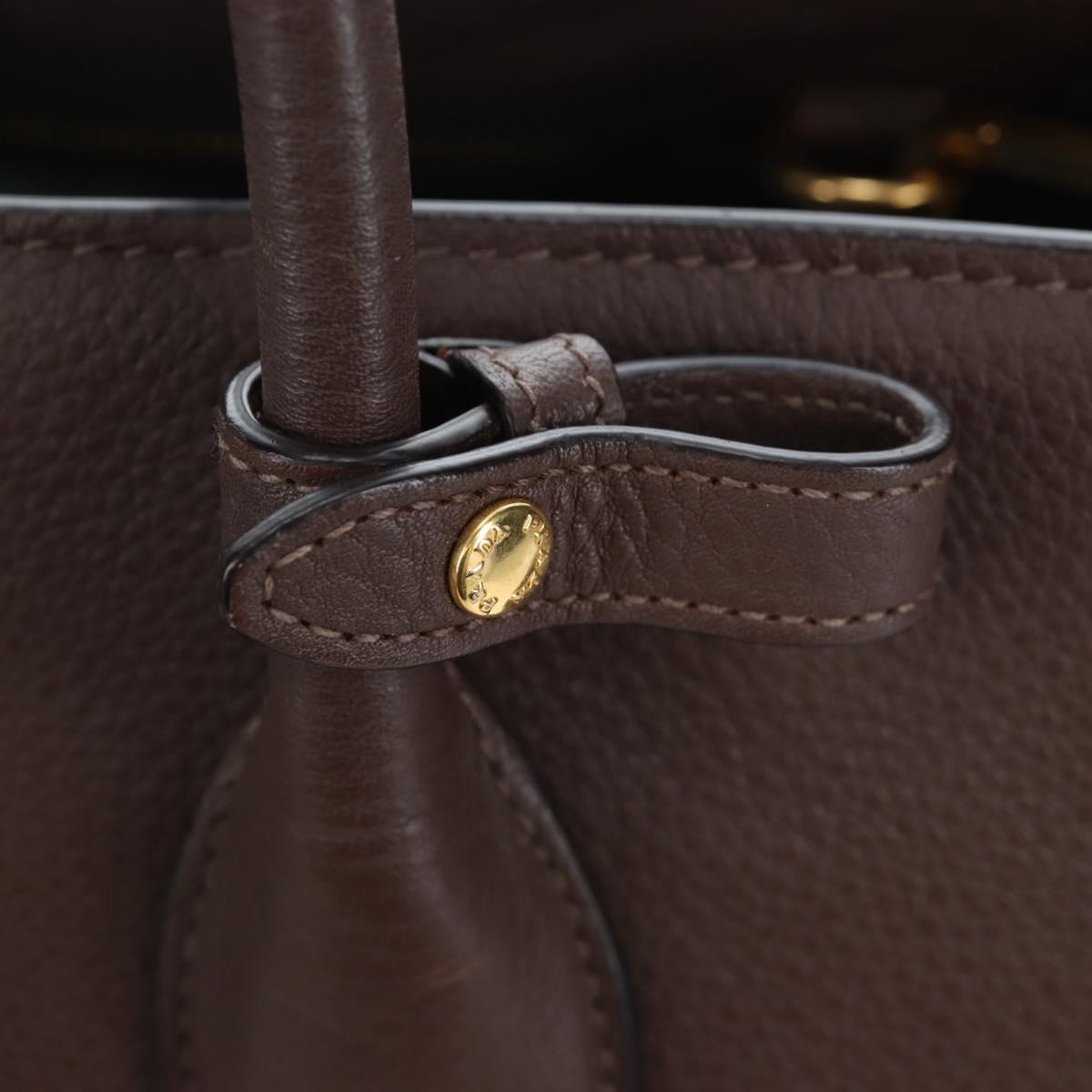 PRADA Hand Bag Vittero Dino Leather 2way Brown Gold Auth 196084V