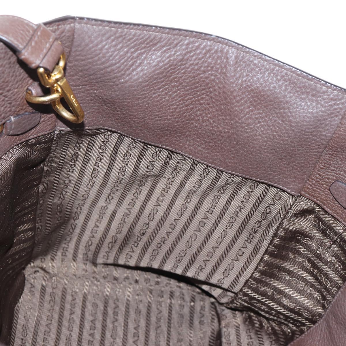 PRADA Hand Bag Vittero Dino Leather 2way Brown Gold Auth 196084V