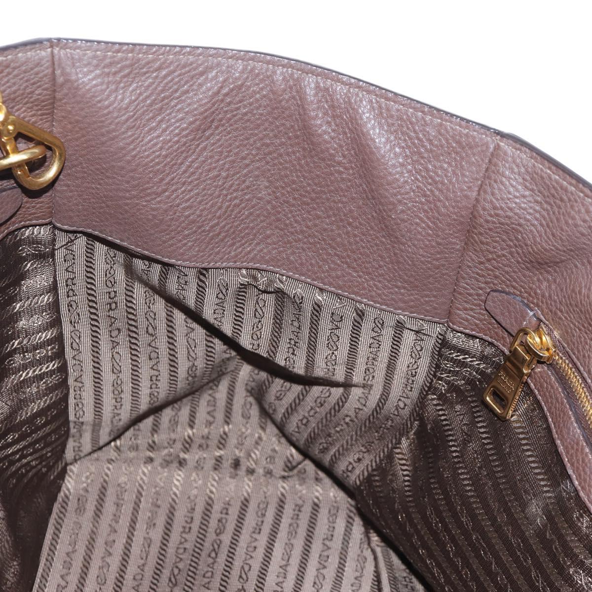 PRADA Hand Bag Vittero Dino Leather 2way Brown Gold Auth 196084V