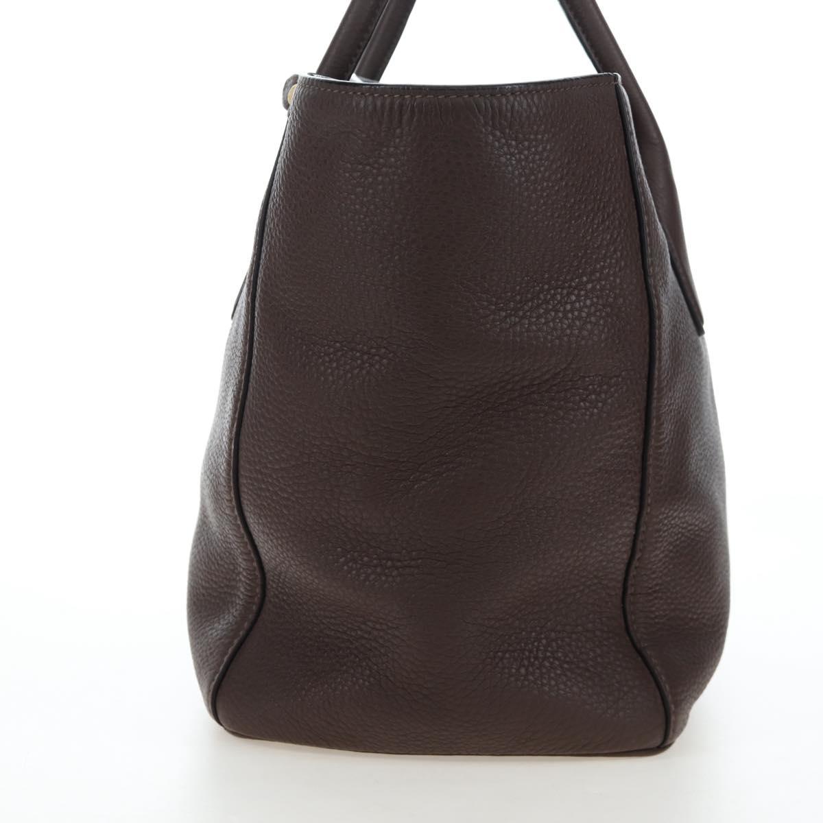 PRADA Hand Bag Vittero Dino Leather 2way Brown Gold Auth 196084V