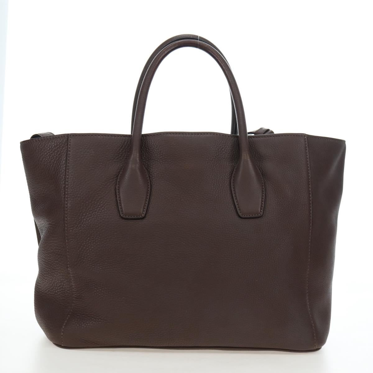 PRADA Hand Bag Vittero Dino Leather 2way Brown Gold Auth 196084V