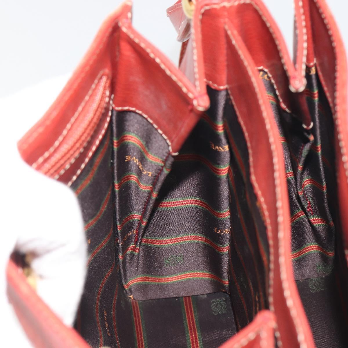 LOEWE Velazquez Shoulder Bag Leather Red Gold Tone Auth 196086