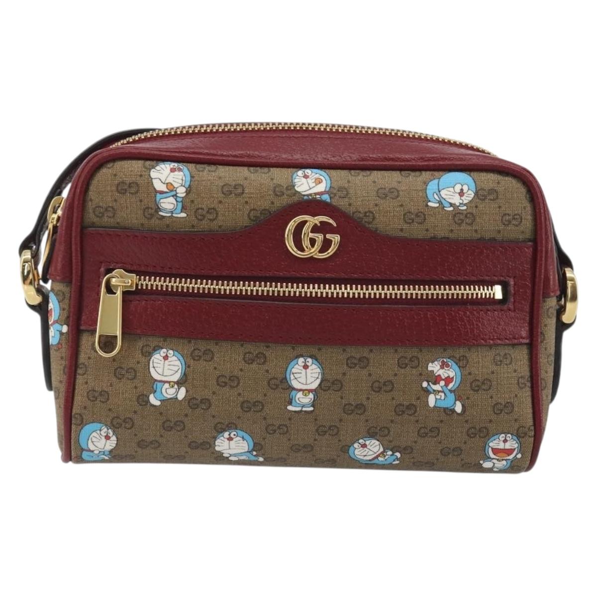 GUCCI Micro GG Supreme Doraemon Collaboration PVC Beige Gold 647784 Auth 196088M