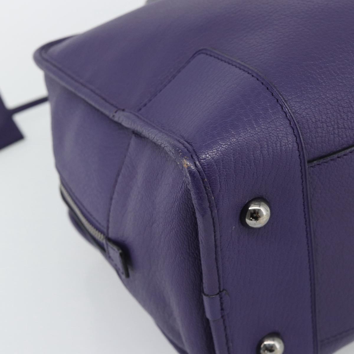 LOEWE Amazona 36 Hand Bag Leather Purple Silver Auth 196090