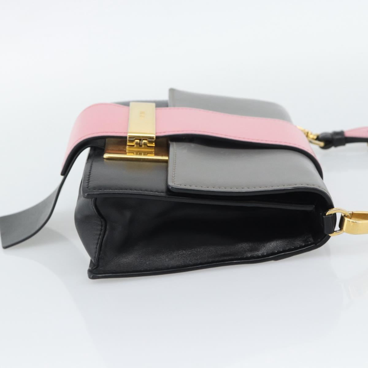 PRADA Shoulder Bag Leather Multicolor Gold Tone Auth 196091A