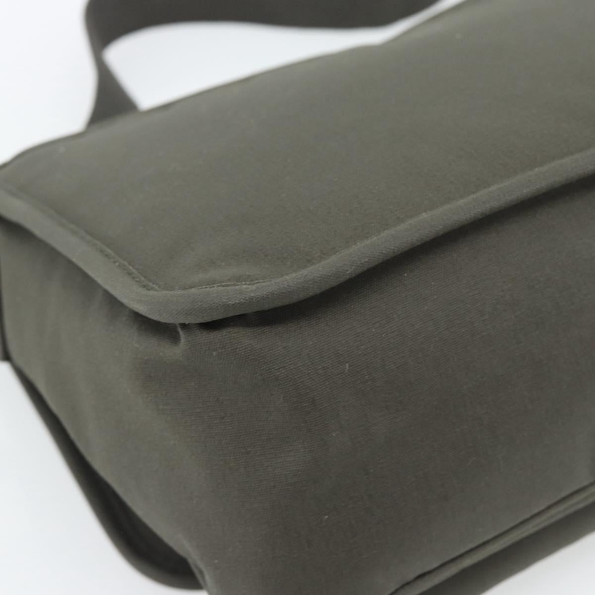 SAINT LAURENT Shoulder Bag Canvas Khaki Silver 757146 Auth 196092