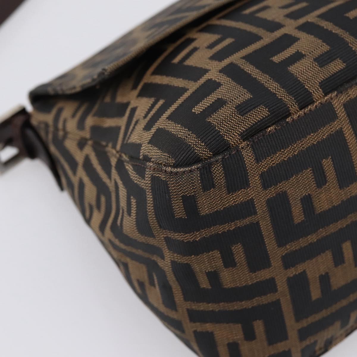 FENDI Zucca Canvas Mamma Baguette Shoulder Bag Brown Black Auth 196093V