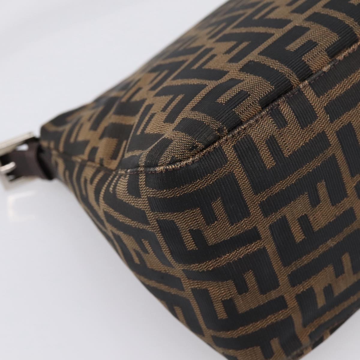 FENDI Zucca Canvas Mamma Baguette Shoulder Bag Brown Black Auth 196093V