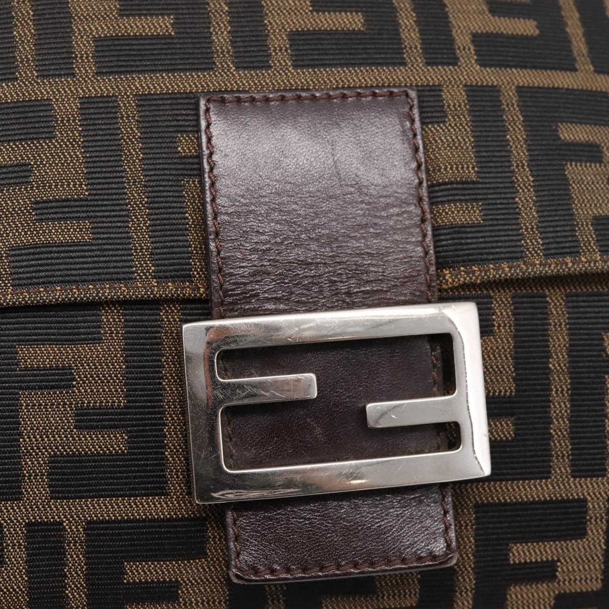 FENDI Zucca Canvas Mamma Baguette Shoulder Bag Brown Black Auth 196093V
