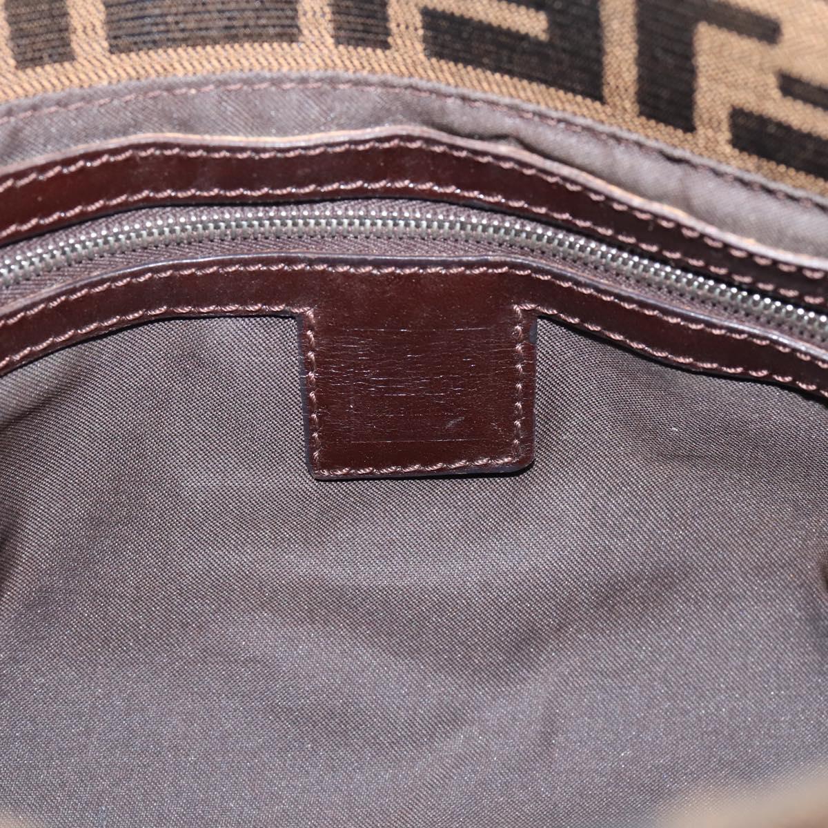 FENDI Zucca Canvas Mamma Baguette Shoulder Bag Brown Black Auth 196093V