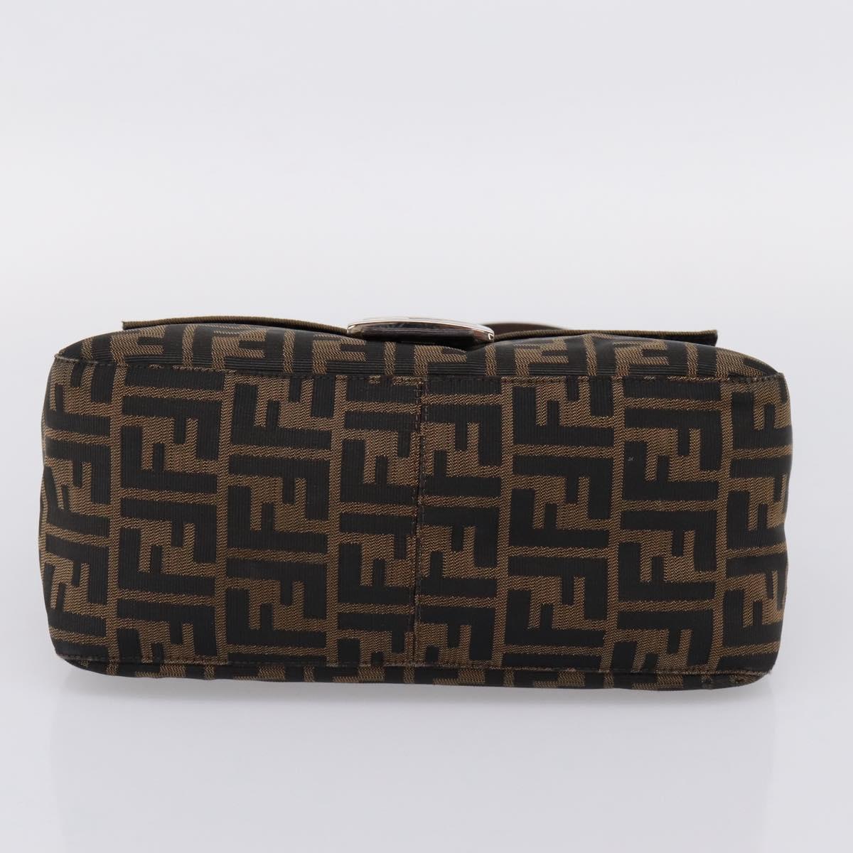 FENDI Zucca Canvas Mamma Baguette Shoulder Bag Brown Black Auth 196093V