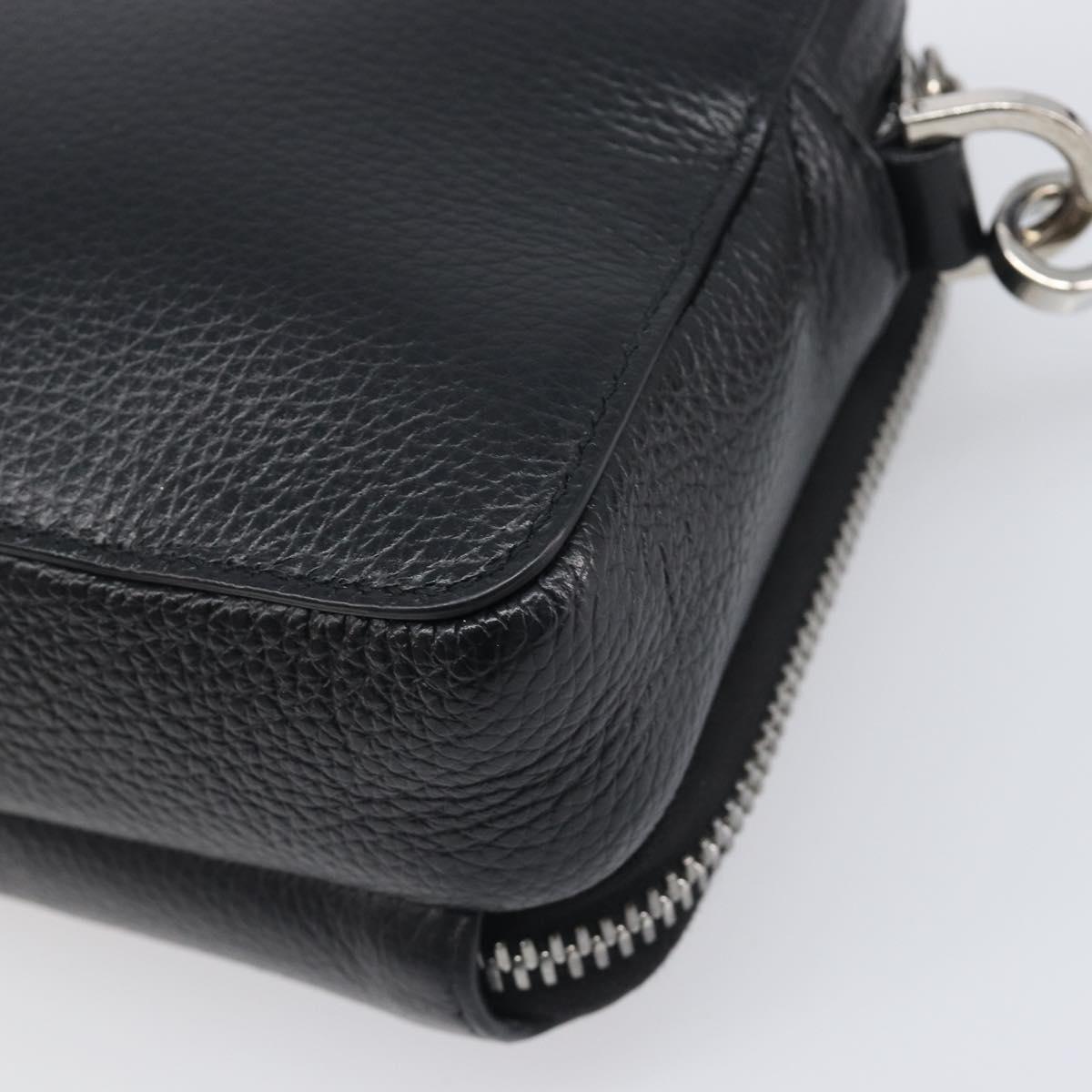 Christian Dior Shoulder Bag Leather Shawn Stussy Black Silver Auth 196095M