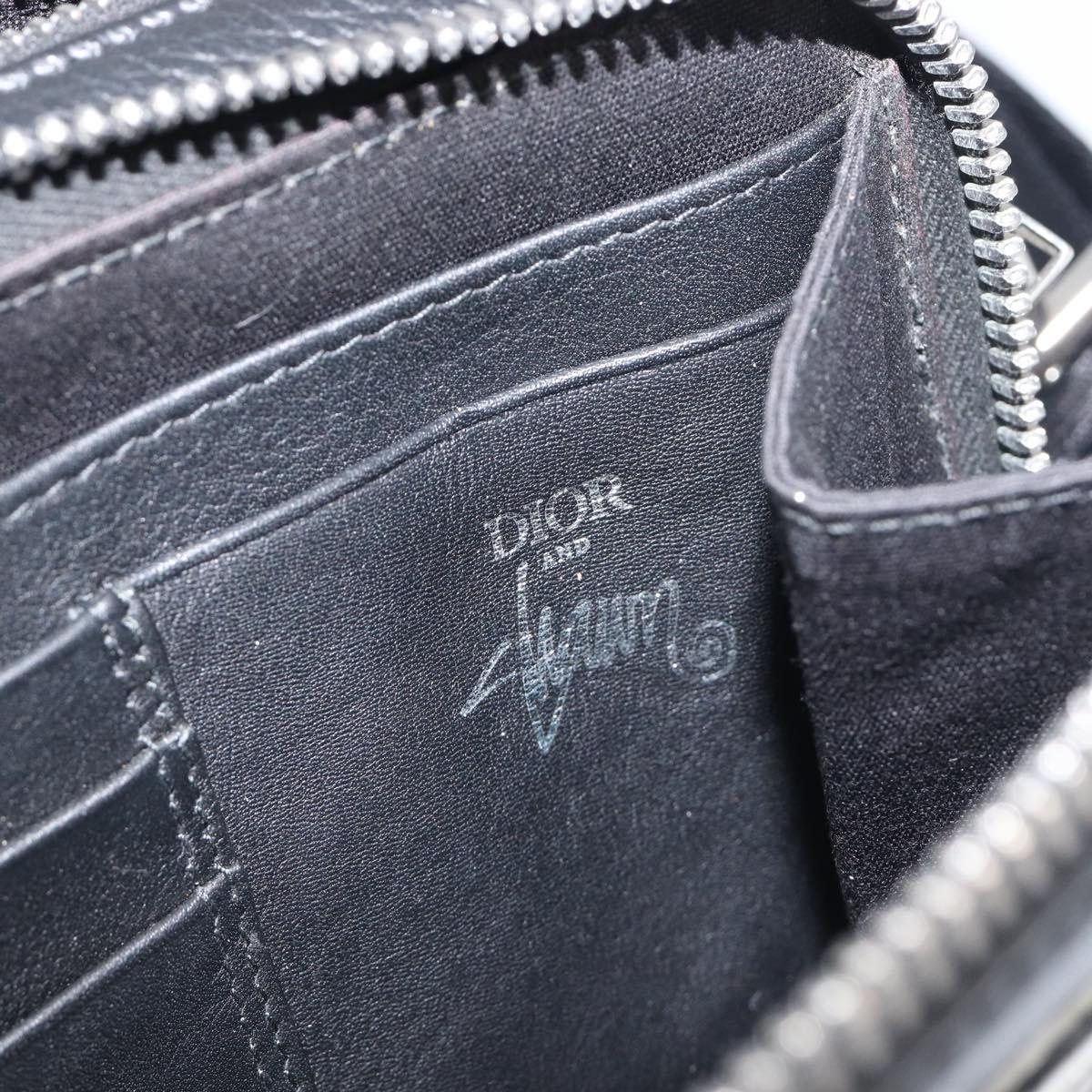 Christian Dior Shoulder Bag Leather Shawn Stussy Black Silver Auth 196095M