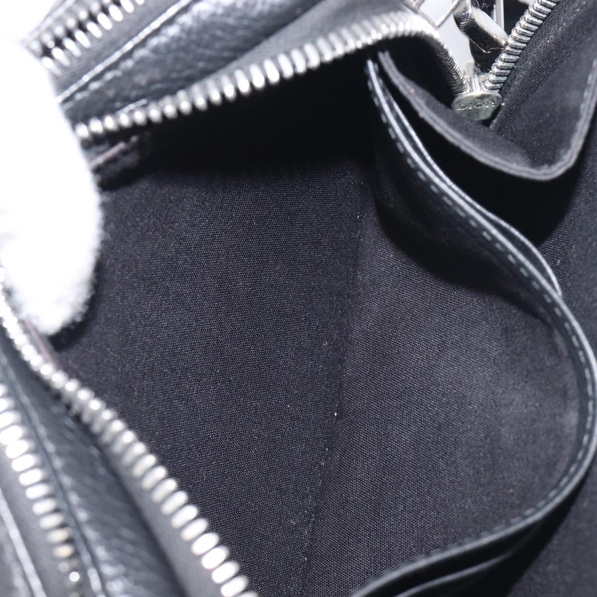 Christian Dior Shoulder Bag Leather Shawn Stussy Black Silver Auth 196095M