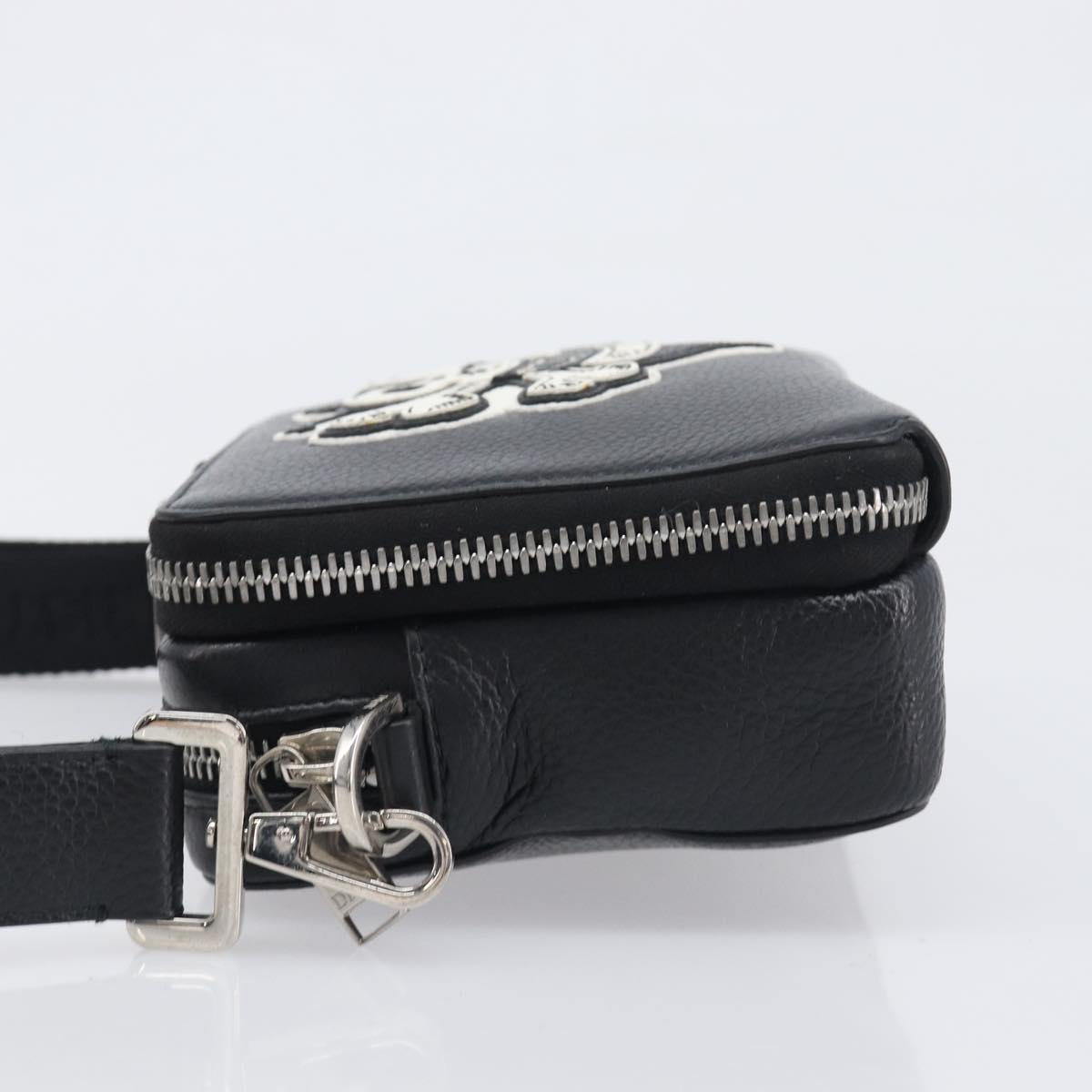 Christian Dior Shoulder Bag Leather Shawn Stussy Black Silver Auth 196095M