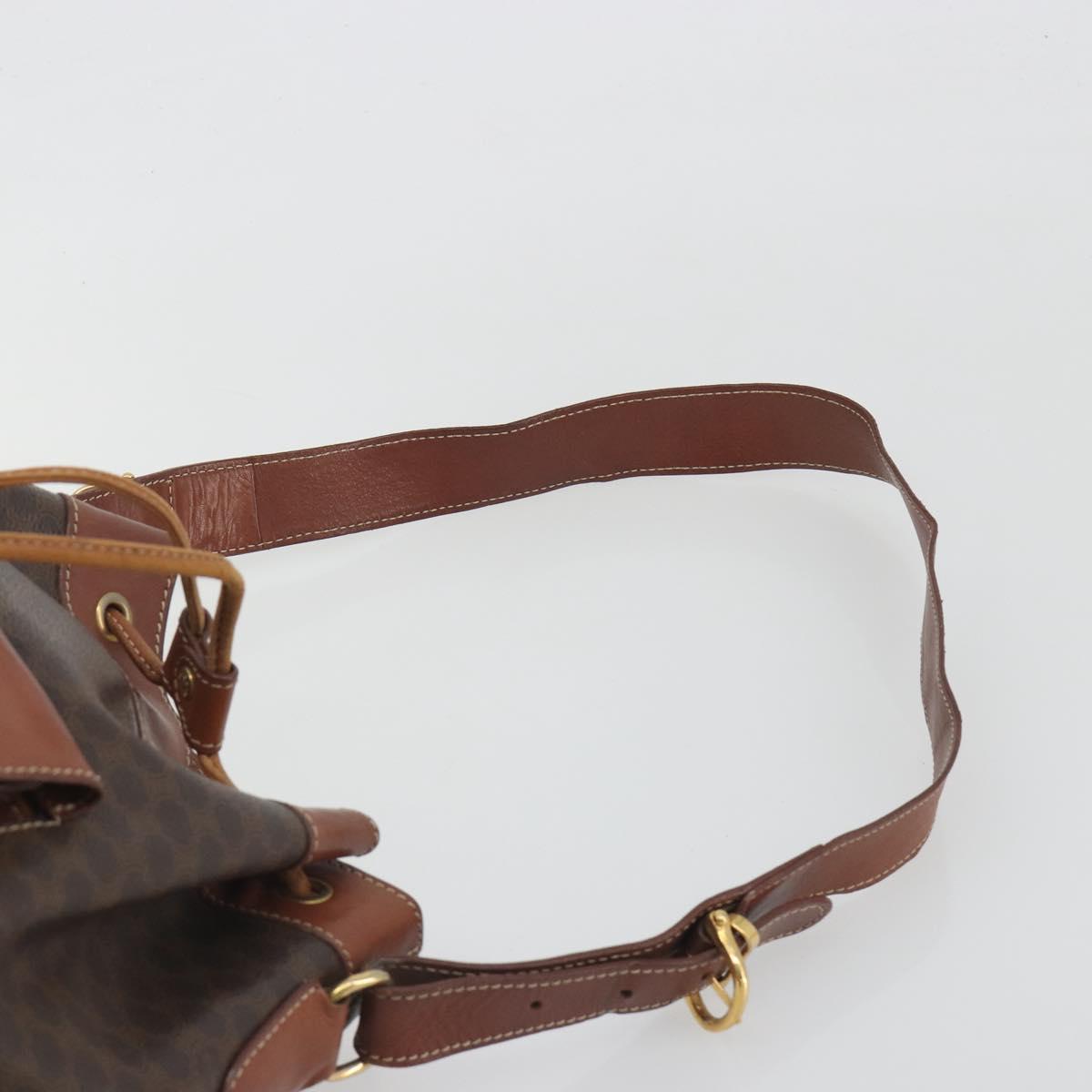 CELINE Macadam Shoulder Bag PVC Leather Brown Gold Tone Auth 196099