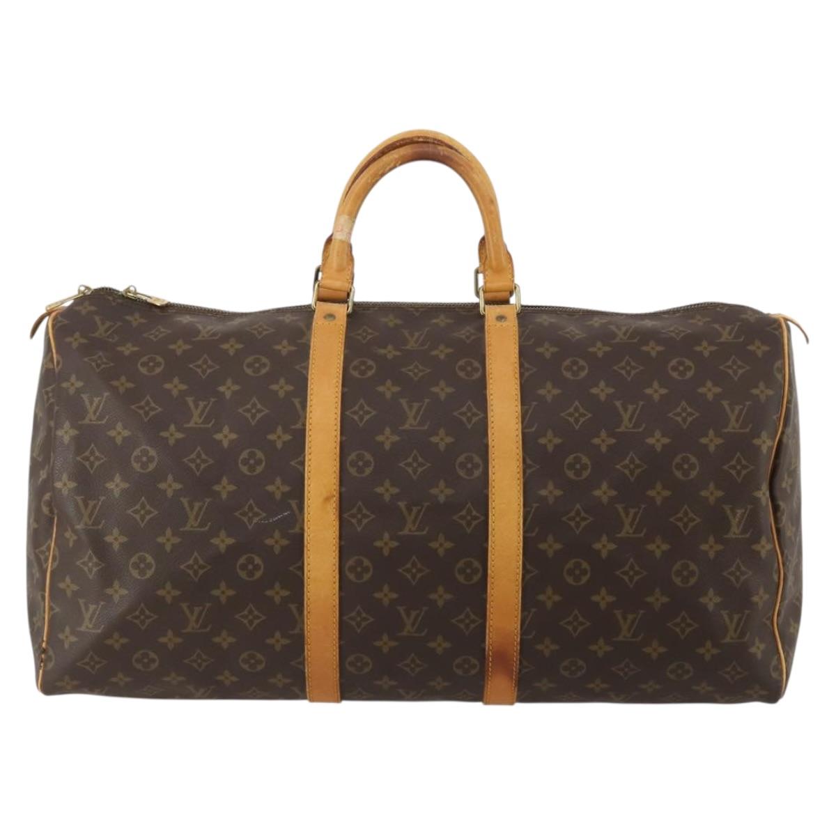 LOUIS VUITTON Monogram Keepall 55 Boston Bag M41424 LV Auth 196101
