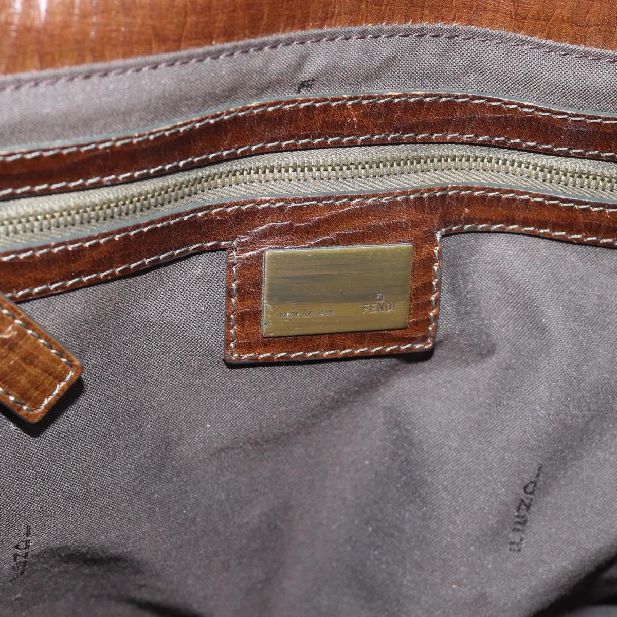 FENDI Hand Bag Canvas Gray Brown 8BN162 Auth 196102