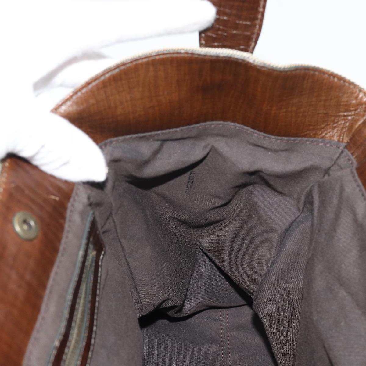FENDI Hand Bag Canvas Gray Brown 8BN162 Auth 196102