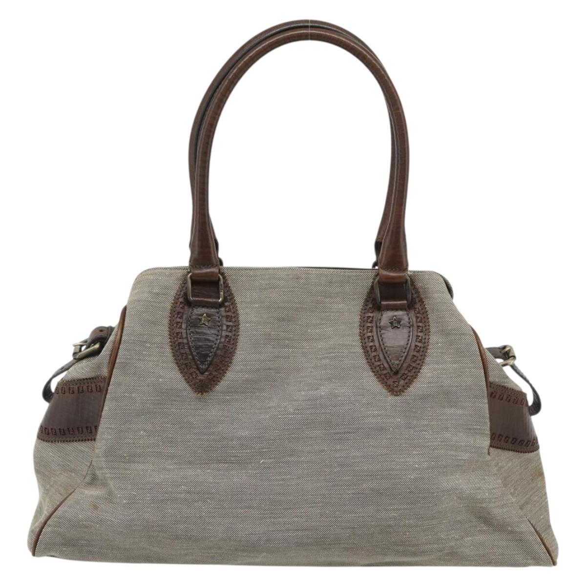 FENDI Hand Bag Canvas Gray Brown 8BN162 Auth 196102