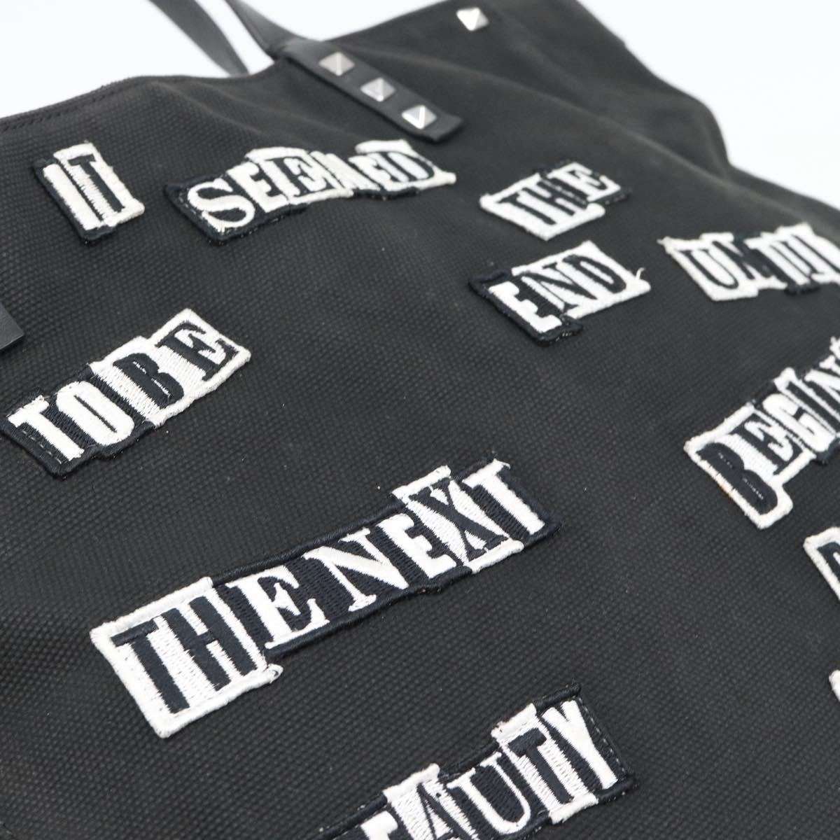 VALENTINO Jamie Reid Tote Bag Canvas Black Silver Auth 196103