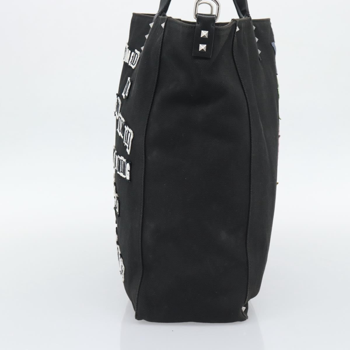 VALENTINO Jamie Reid Tote Bag Canvas Black Silver Auth 196103