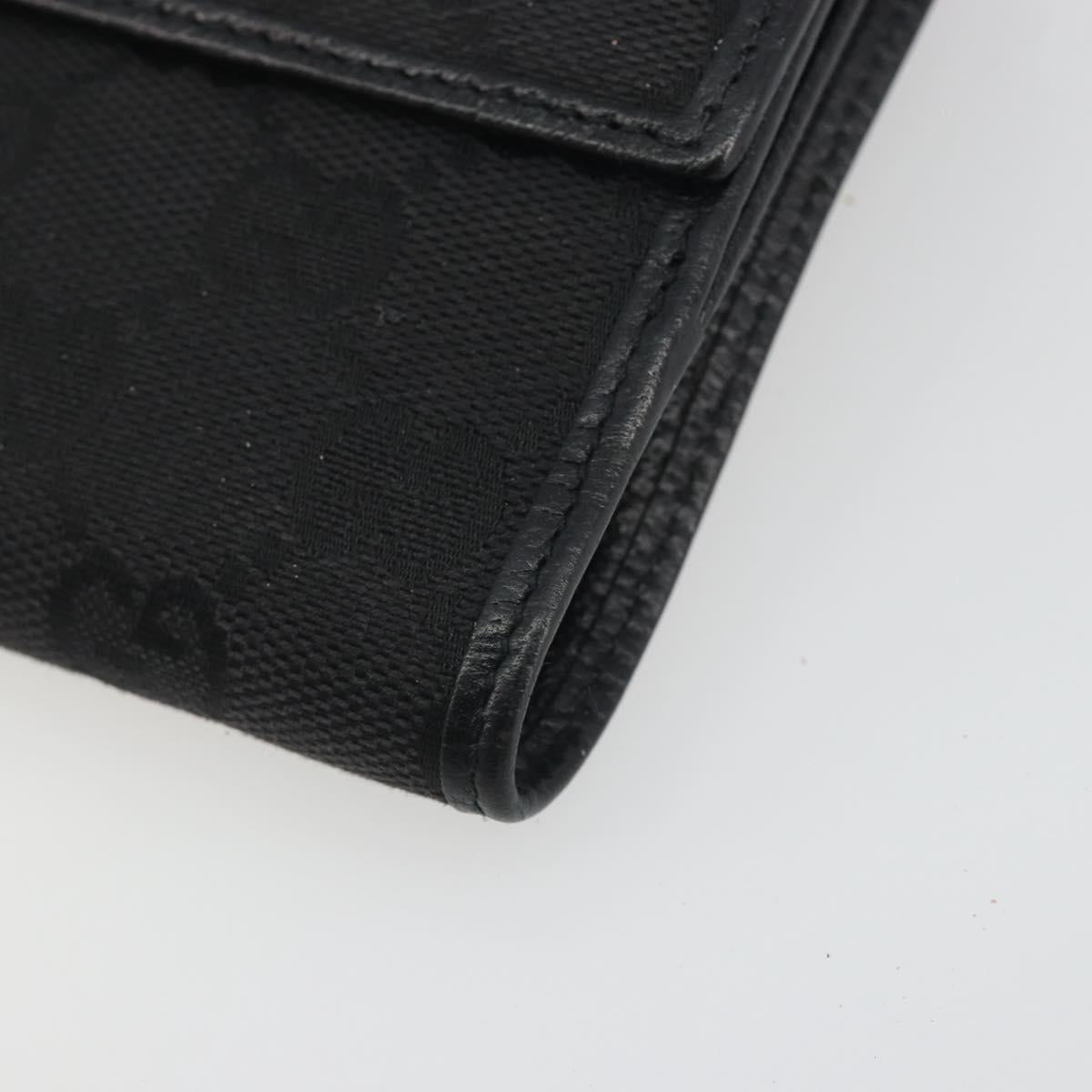 GUCCI GG Canvas Abby Compact Wallet Black Gold Tone 141411 Auth 196104