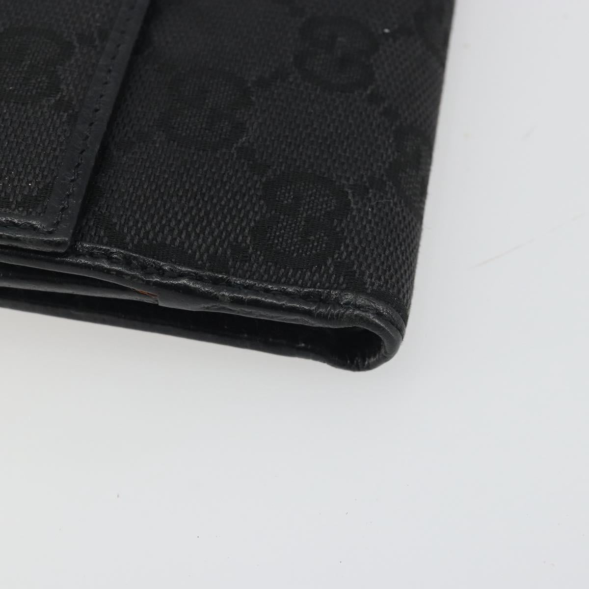 GUCCI GG Canvas Abby Compact Wallet Black Gold Tone 141411 Auth 196104