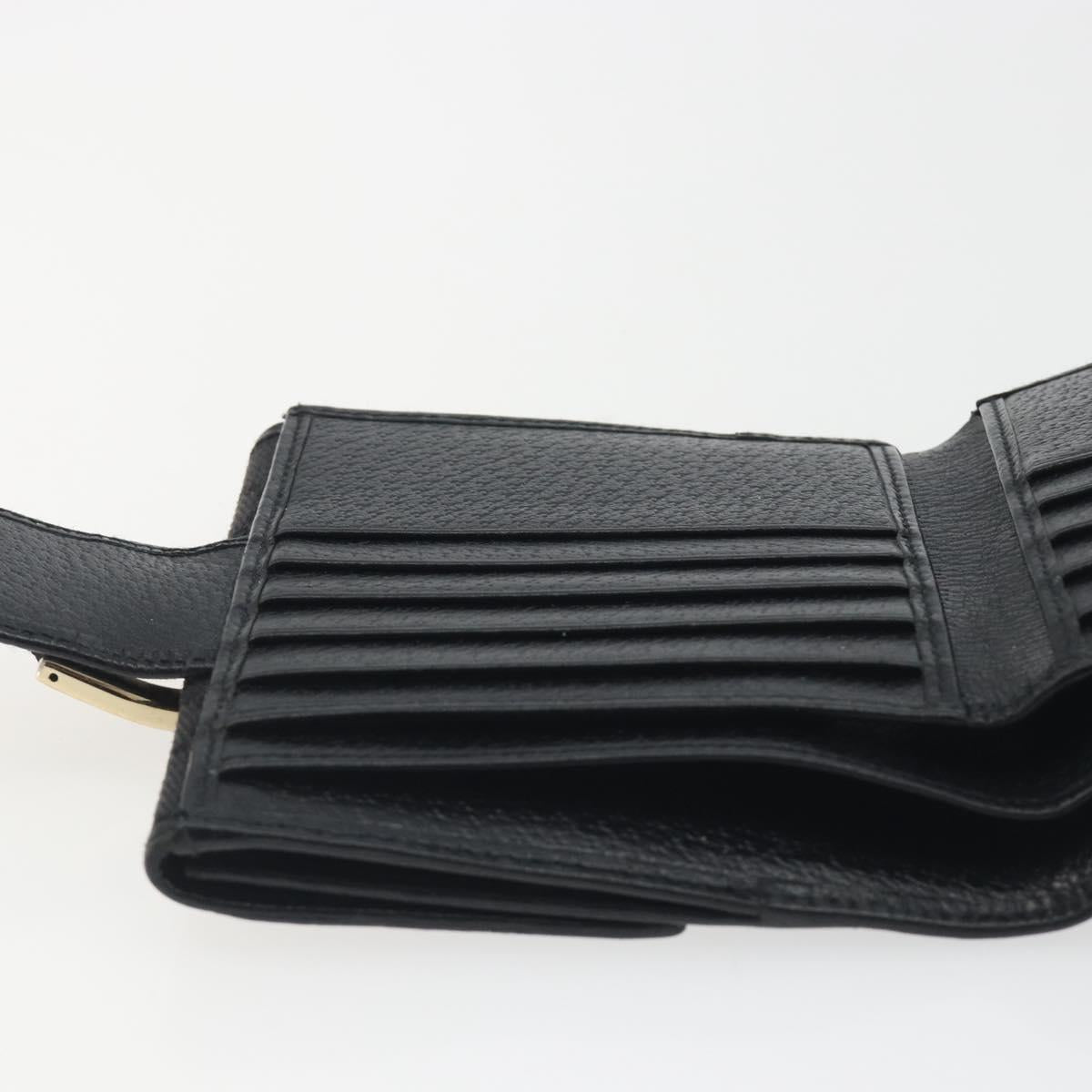 GUCCI GG Canvas Abby Compact Wallet Black Gold Tone 141411 Auth 196104