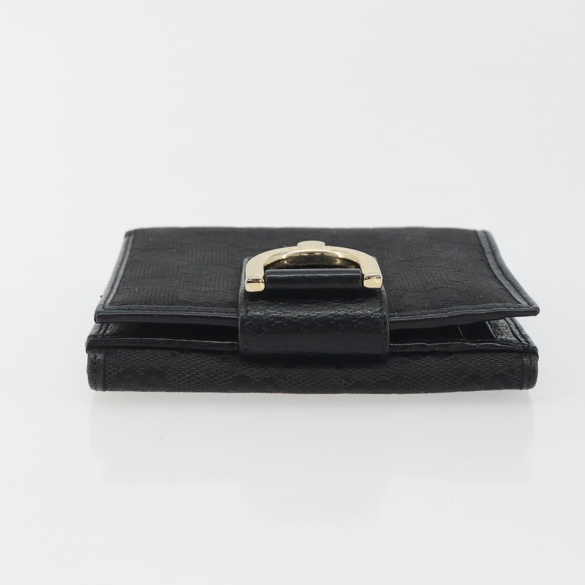 GUCCI GG Canvas Abby Compact Wallet Black Gold Tone 141411 Auth 196104