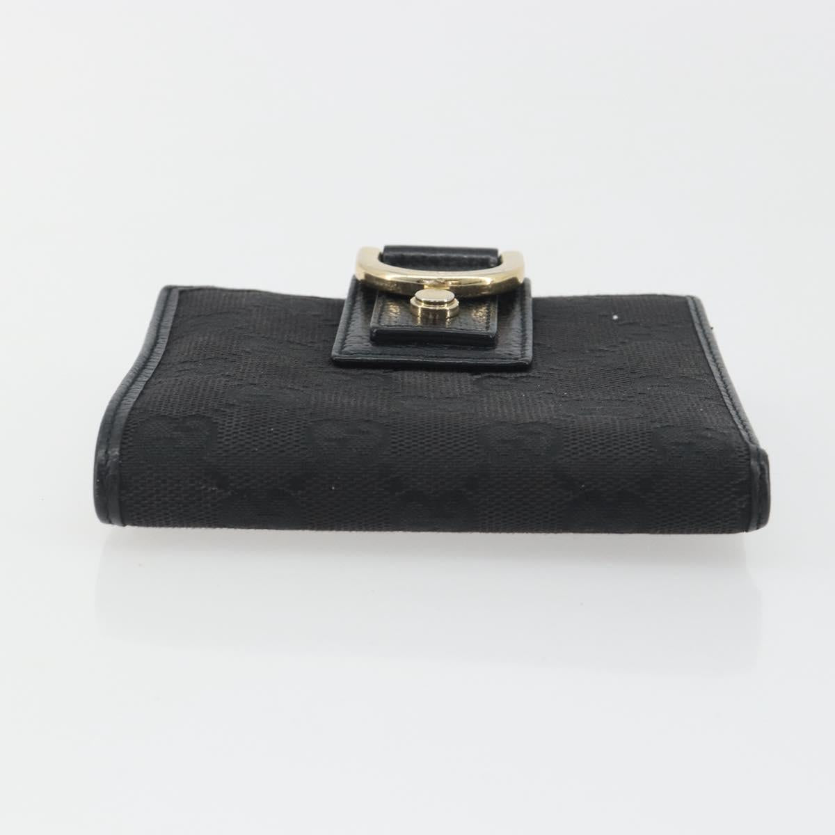 GUCCI GG Canvas Abby Compact Wallet Black Gold Tone 141411 Auth 196104